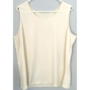 NorthStyle Tank Top Womens 1X Ivory Cream Sleeveless Scoop Neck Stretch‎ Vintage